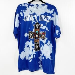 Guns N Roses Unisex Blue Tie Dye Band‎ T Shirt Tee Top Sz XL